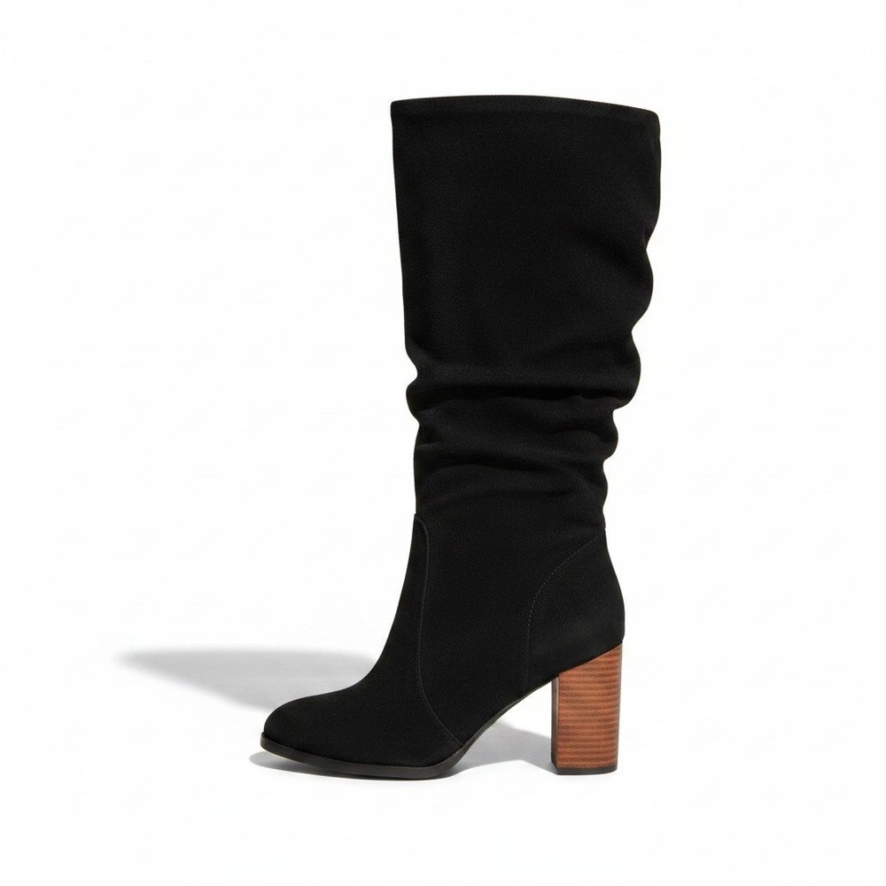 Splendid Gladis Boots 9 Black Leather Slouchy Block Heel Minimalist Boho